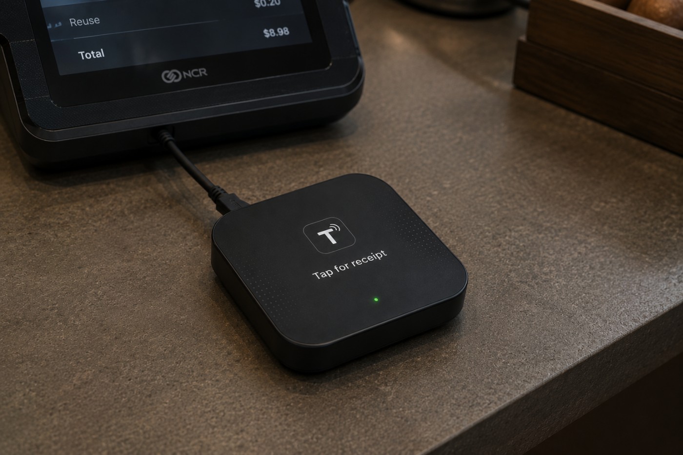 Talea beside a till